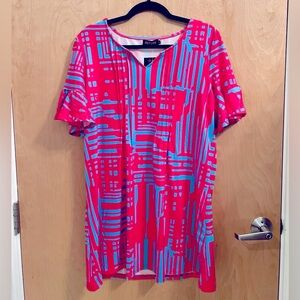 Reborn Pink and Blue Patterned Midi Dress